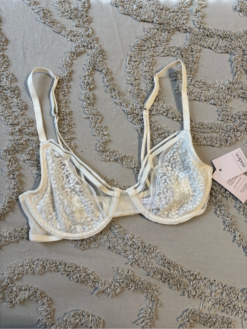Auden Sheer Lace Underwire Bra - Ivory